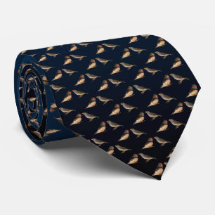 Zebra Finch Frenzy Tie Double Sided (Blue/Black)