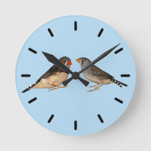 Zebra Finches Clock (Light Blue)
