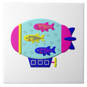 Zebra Fish in a Zeppelin Ceramic Tile
