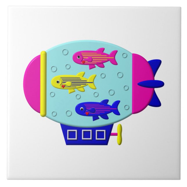 Zebra Fish in a Zeppelin Ceramic Tile (Front)