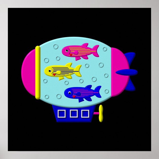 Zebra Fish in a Zeppelin Poster (Front)