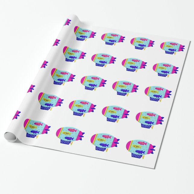 Zebra Fish in a Zeppelin Wrapping Paper (Unrolled)