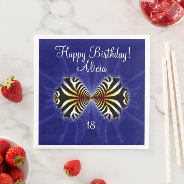 Zebra Fish Kiss Custom Event Name Age Napkin (Insitu)