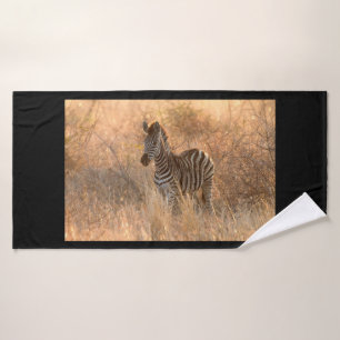 Zebra foal in morning light bath towel set