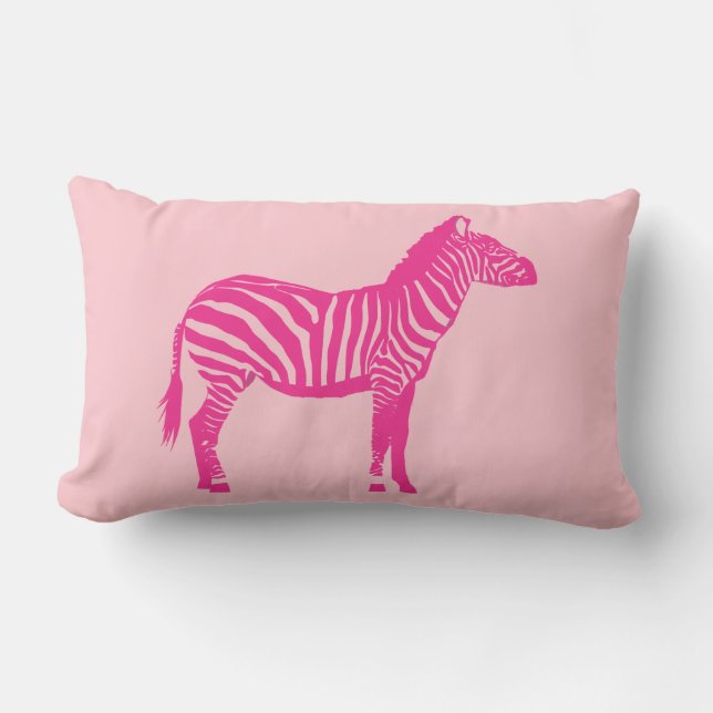 Zebra - Fuchsia and light pink Lumbar Cushion (Front)