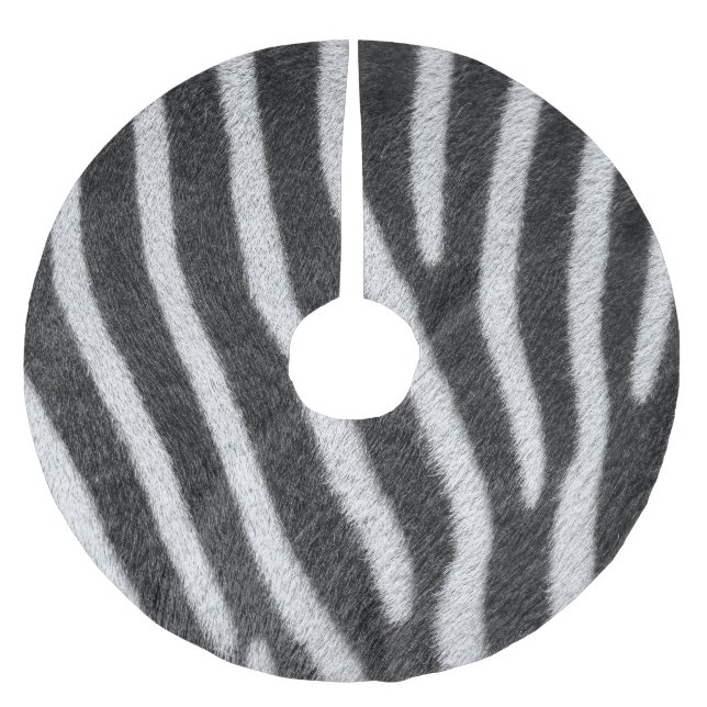 Zebra Fur Animal Pattern Brushed Polyester Tree Skirt (Front)