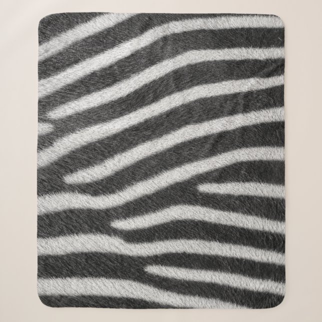 Zebra Fur Animal Pattern Sherpa Blanket (Front)