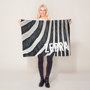 Zebra Fur Black and White Design for Animal Lover Fleece Blanket