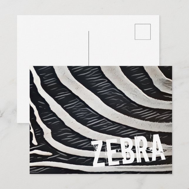 Zebra Fur Black and White Design for Animal Lover Holiday Postcard (Front/Back)