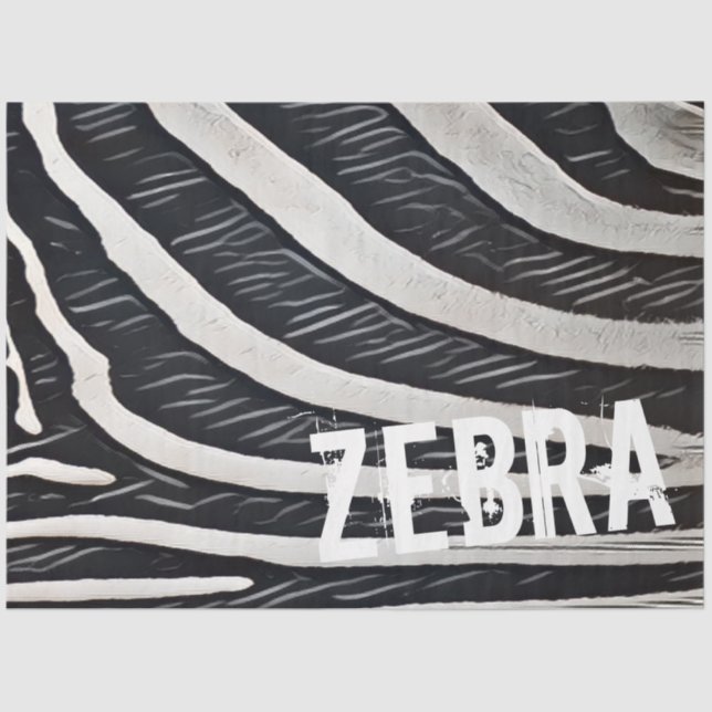 Zebra Fur Black and White Design for Animal Lover Tissue Paper (Front)