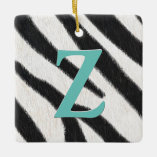 Zebra Fur Personalised Monogram & Message Gift Ceramic Ornament