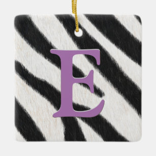 Zebra Fur Personalised Monogram & Message Kids Ceramic Ornament