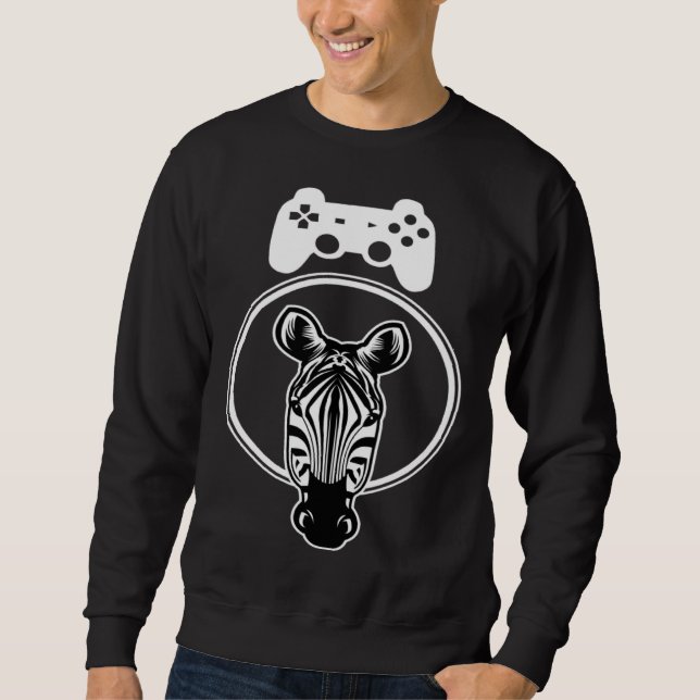 Zebra Gamer Controller Graphic For Gamer Kids Sweatshirt (Front)