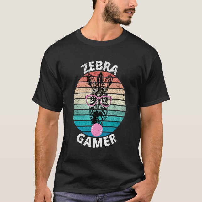 Zebra Gamer Graphic Design For Gamer Kids Men & Wo T-Shirt (Front)