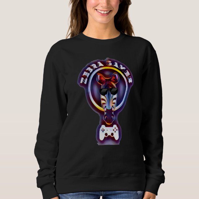 Zebra Gamer Graphic Design For Gamer Kids Sweatshirt (Front)
