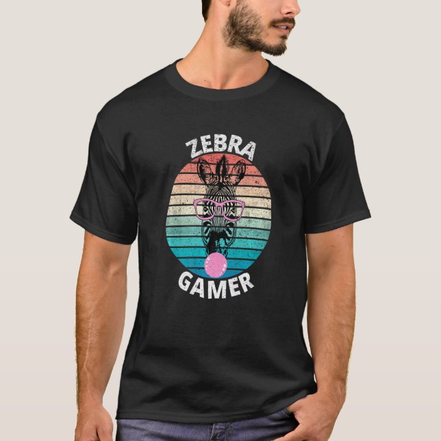Zebra Gamer Graphic For Gamer Kids Men & Women T-Shirt (Front)