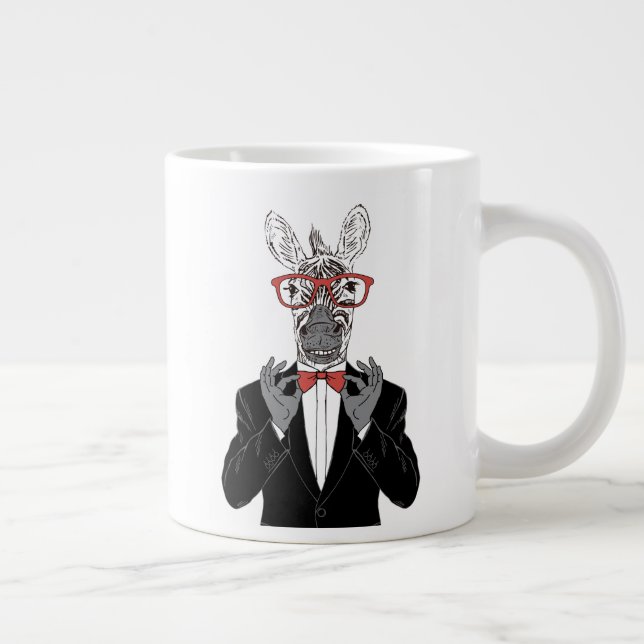 Zebra Gentleman Large Coffee Mug (Right)