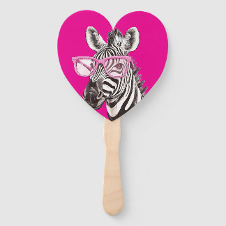 Zebra & Giraffe with Pink Glasses Favours Hand Fan