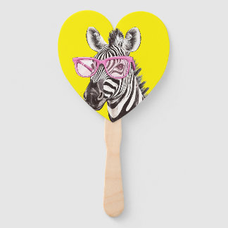 Zebra & Giraffe with Pink Glasses Favours Hand Fan
