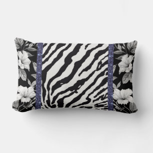 Zebra glam sparkle with black and white lumbar cushion