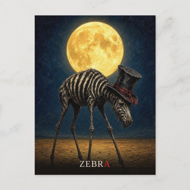 Zebra Gothic Top Hat gothic Surreal Postcard (Front)