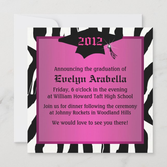 Zebra Graduation Announcement (Front)