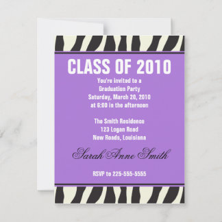 Zebra Graduation Invitation