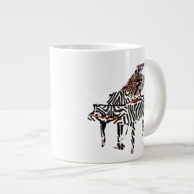 Zebra ♪♫♪ Grand Piano 2 - 20oz Jumbo Mug (Front Right)