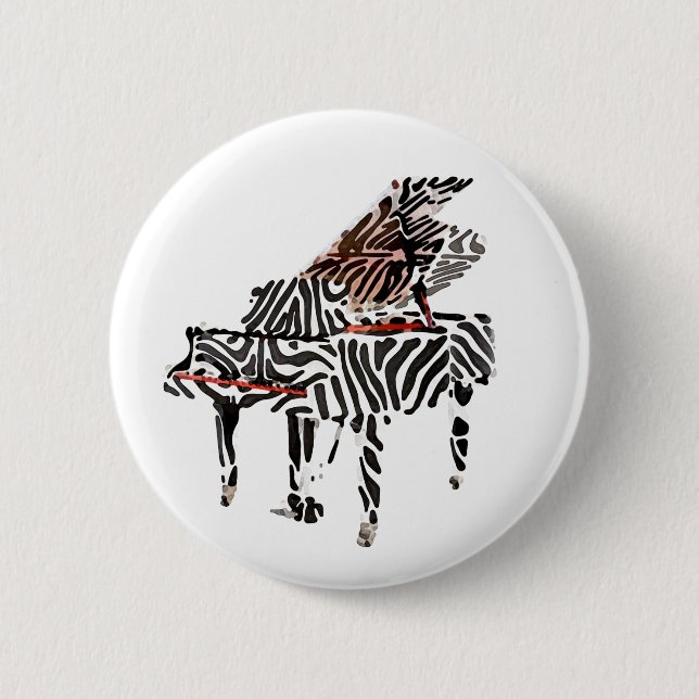 Zebra Grand Piano ~ Button (Front)