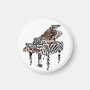 Zebra Grand Piano ~ Button Magnet