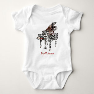 Zebra Grand Piano - (More Colours) Baby Bodysuit