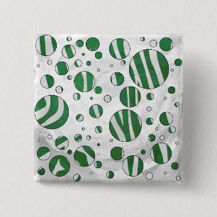 Zebra Green and White Polka Dot 15 Cm Square Badge