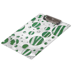 Zebra Green and White Polka Dot Clipboard