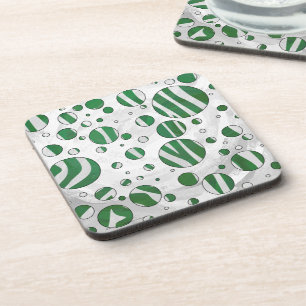 Zebra Green and White Polka Dot Coaster