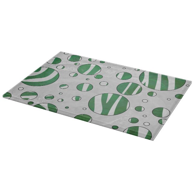Zebra Green and White Polka Dot Cutting Board (Corner)
