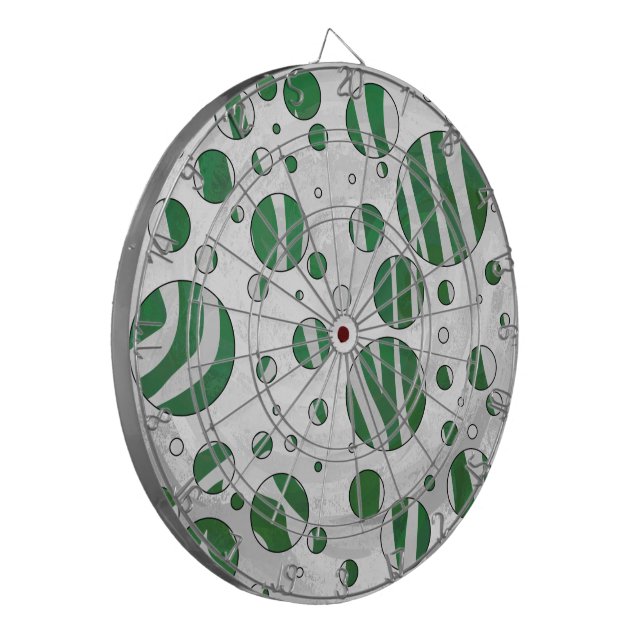 Zebra Green and White Polka Dot Dartboard (Front Left)