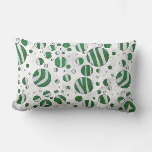 Zebra Green and White Polka Dot Lumbar Cushion