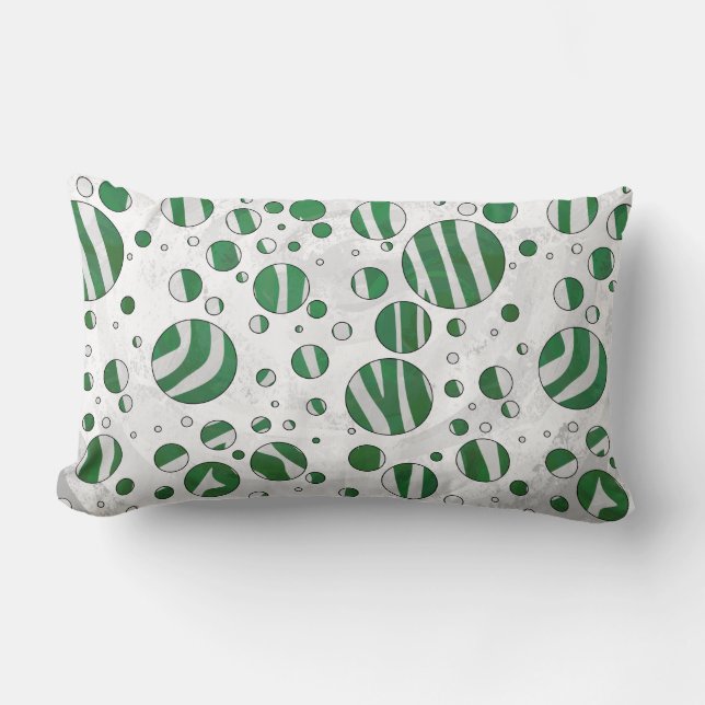Zebra Green and White Polka Dot Lumbar Cushion (Front)