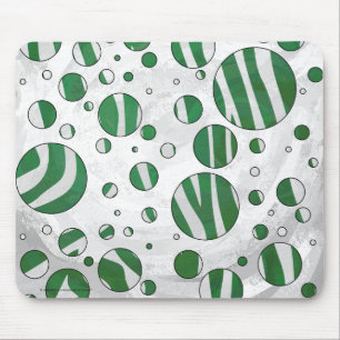 Zebra Green and White Polka Dot Mouse Pad