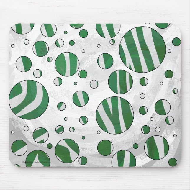 Zebra Green and White Polka Dot Mouse Pad (Front)