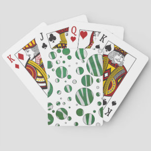 Zebra Green and White Polka Dot Playing Cards