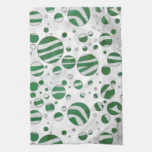 Zebra Green and White Polka Dot Tea Towel