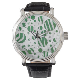 Zebra Green and White Polka Dot Watch