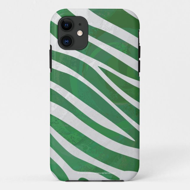 Zebra Green and White Print Case-Mate iPhone Case (Back)