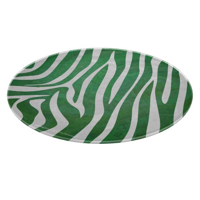 Zebra Green and White Print Cutting Board (Corner)