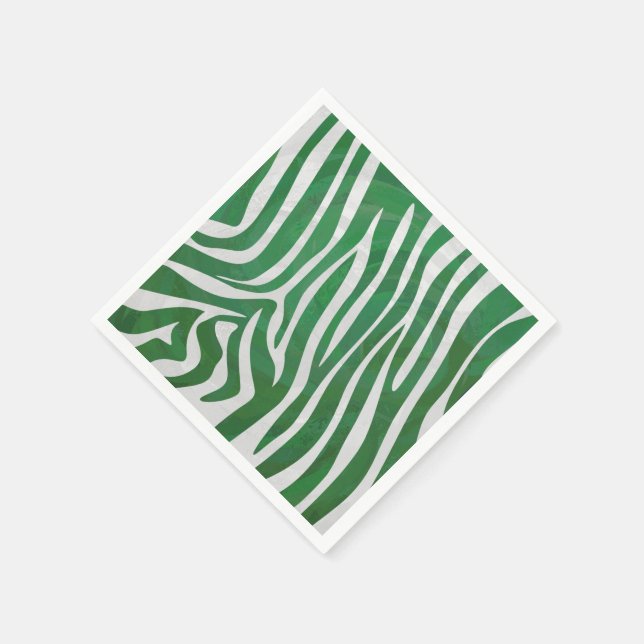 Zebra Green and White Print Napkin (Corner)