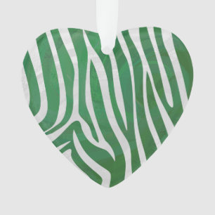 Zebra Green and White Print Ornament