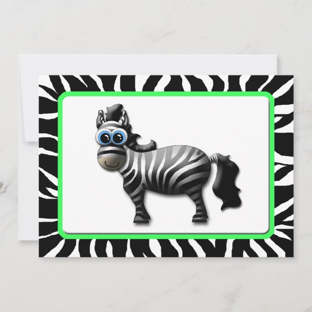 Zebra Green Frame Baby Shower Invitations (Front)