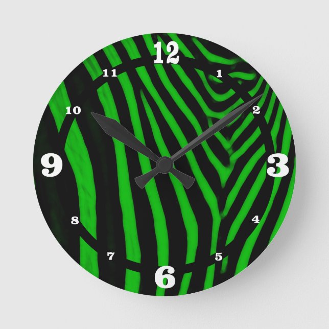 Zebra- Green Round Clock (Front)