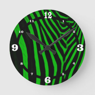 Zebra- Green Round Clock